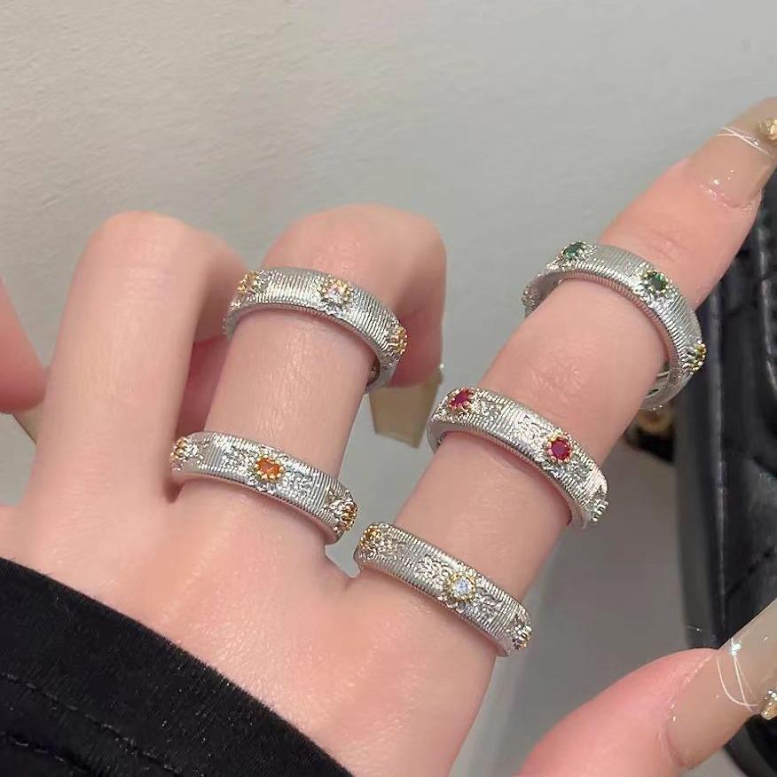 Vintage-Style French Brushed Flower Ring – Luxury Women's Fashion Jewelry