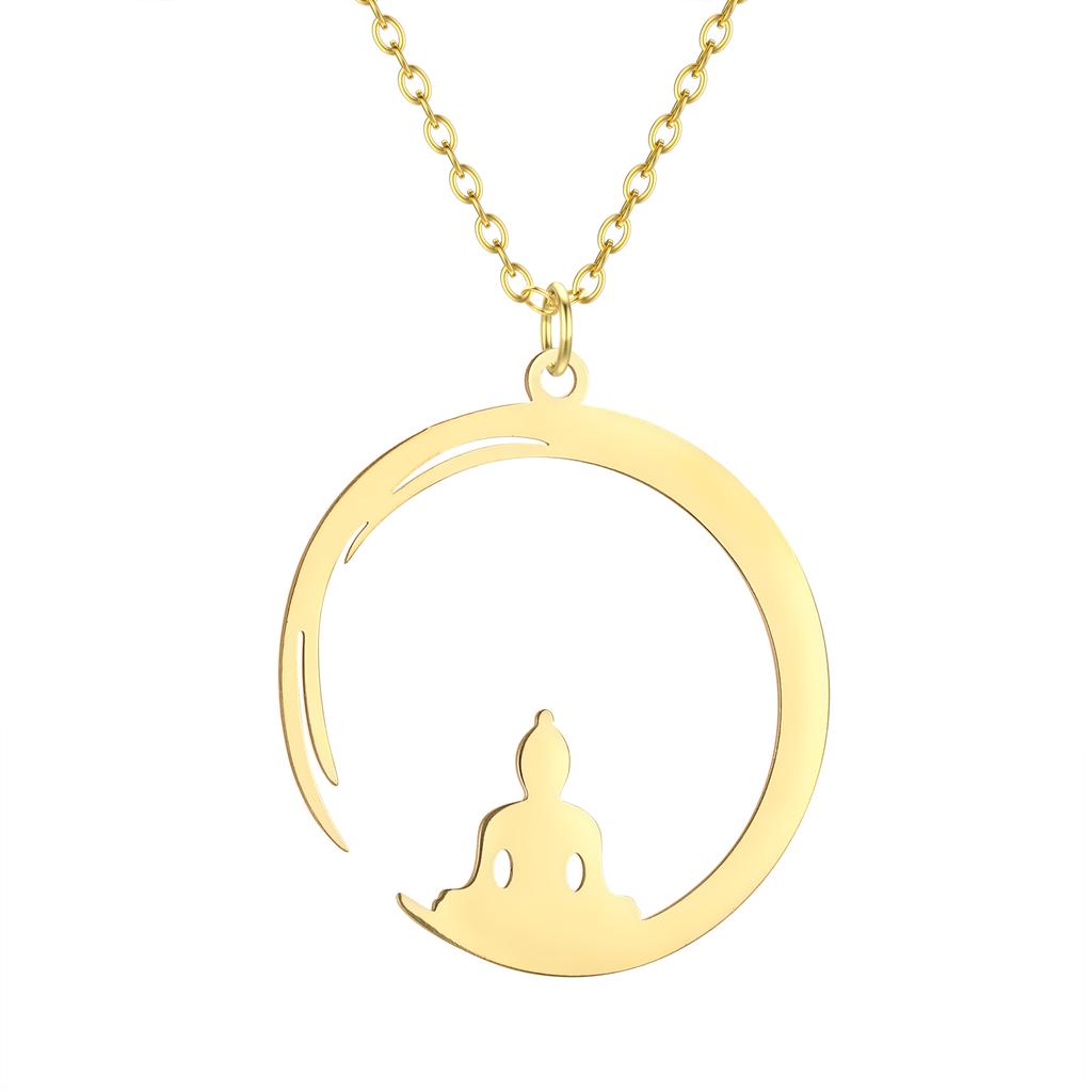 Kinitial Raindrop Cloud Whale Ghost Hand Flower Horse Meditation Moon Stainless Steel Pendant Necklace For Women Jewelry Gift