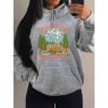 Yellow Stone National Park Printing  Hoodies Women Fleece All-Match Streetwear Y2K Pocket Hoody Autumn Casual Woman Clothing