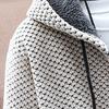 Suéter con capucha Otoño Invierno Espesar Manga Larga Cordón Forro de Felpa Longitud Media Chaqueta de Punto Ropa de Calle