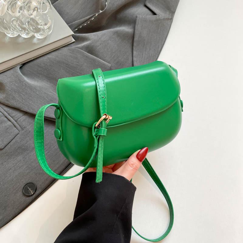 Retro Simple Pu Shoulder Saddle Bags for Women Versatile Ladies Crossbody Bag Purse Clutch Solid Color Female Phe Handbags