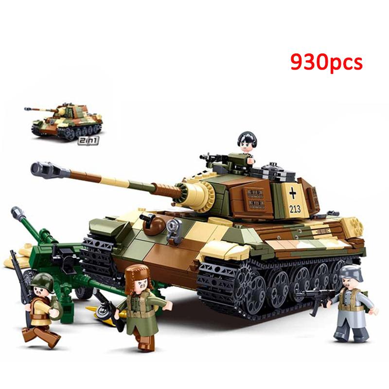 Sluban Military Cannon Assault Armored Vehicle Battle Tank Car Truck Army Weapons Soldier Building Block Model King Kid Toy Gift