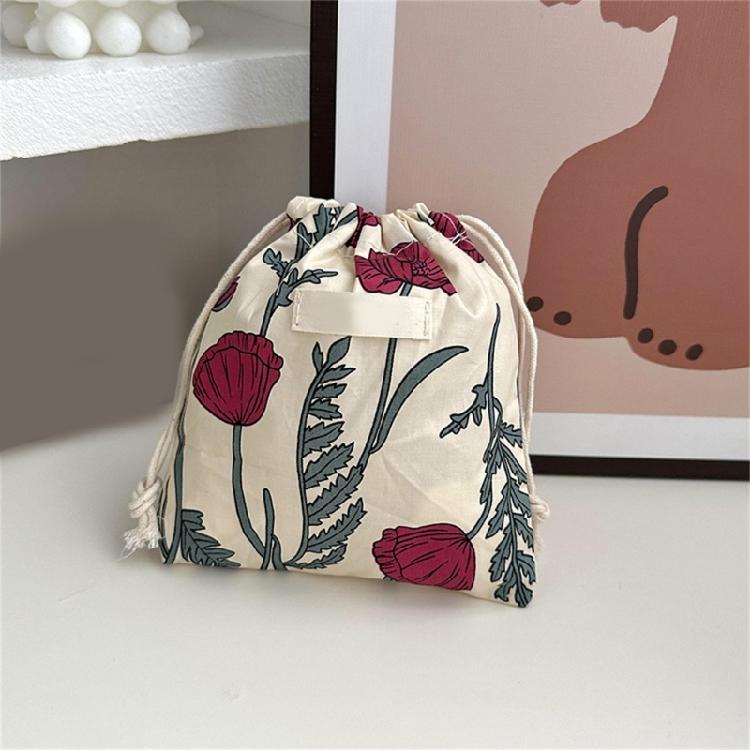 Fashion Flower Print Drawstring Bag Women's Fashion Bag Men's Toiletry Bag For Organizing Lipstick Toiletries