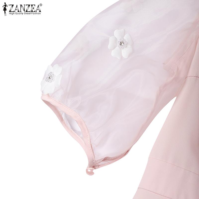 ZANZEA Women Summer Turn Down Collar Floral Half Sleeve Casual Dress