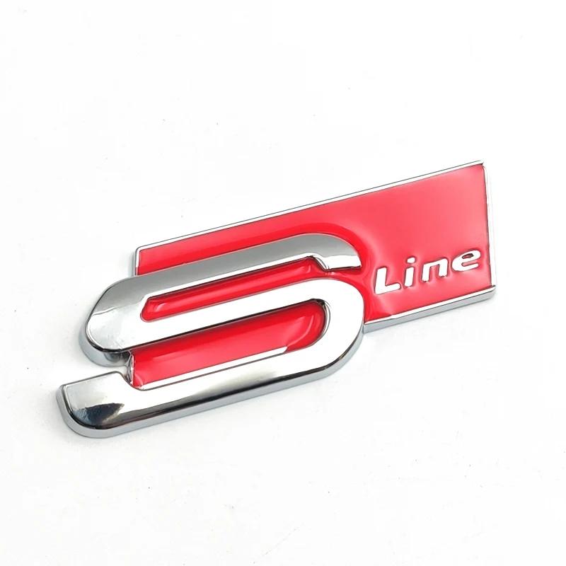 3D Big Metal Black Sline Logo S Line Emblem Car Badge For  dgrb6 A1 A3 A4 A5 A6 Q2 Q5 Q7 Q3 S3 S4 S6 TT S Line Sticker Accrssorie