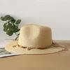 Summer Sun Hats Ladies Fashion Girl Straw Hat Shell Strap  Beach Hat Casual Grass Jazz Top Panama Hat Womens Bone Visor Cap