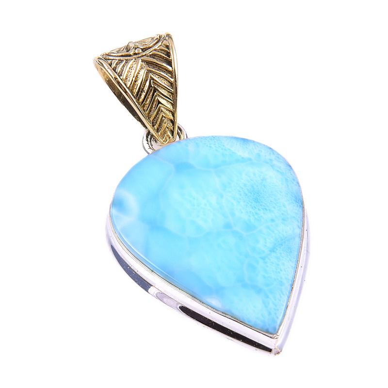 Natural Republic Larimar Gemstone 925 Solid Sterling Silver Pendant 1.75'' R1I44