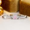 European and American luxury round pink and white diamond-studded ring set for women, fashionable, light luxury, sweet, geometric, versatile, index