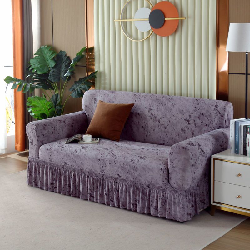 1pc Stretch Sofa Slipcover, Sofa Cover with Skirt, Couch Cover Furniture Protector, for Bedroom Office Living Room Home Decor