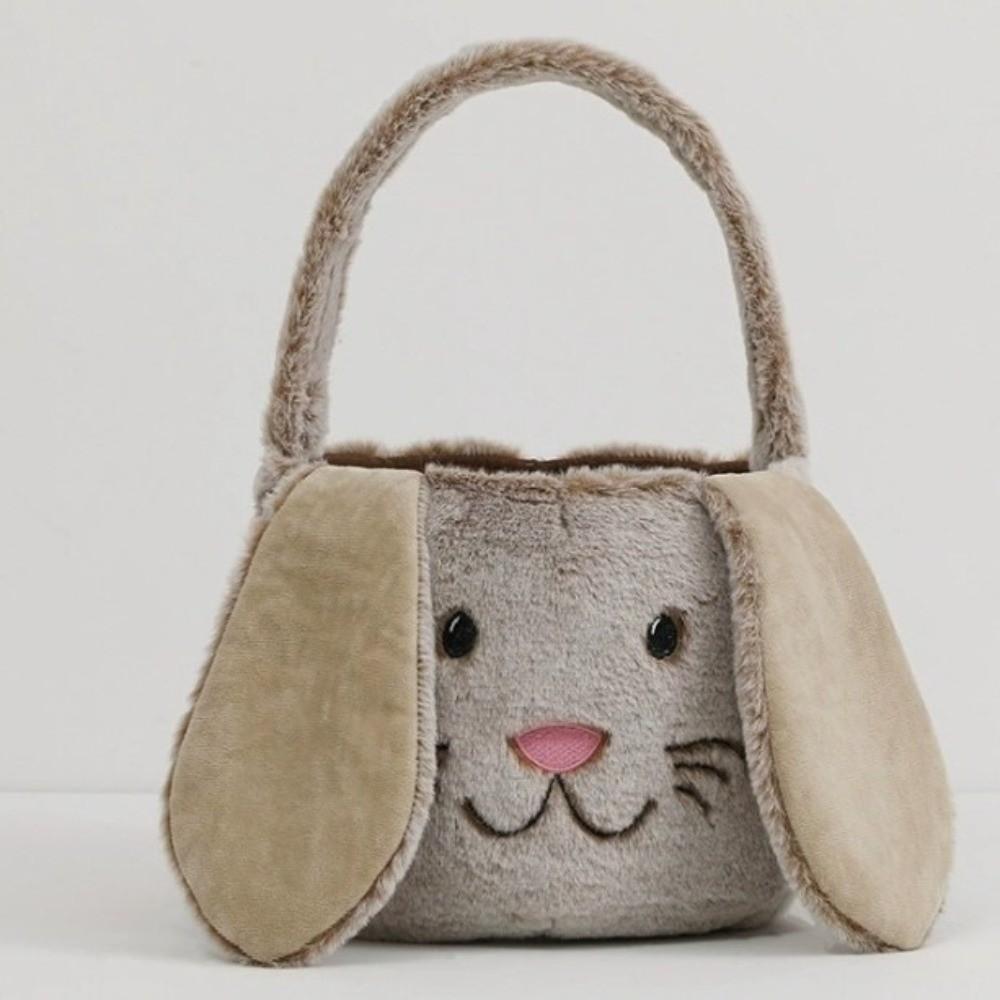 Soft Fluffy Plush Basket Bunny Easter Bucket Candy Gift Bag Easter Basket  Party Decor