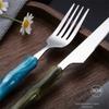 Bamboo Shape Handle Fork and Spoon 304 Stainless Steel Bamboo Handle Cutlery  Home Kitchen