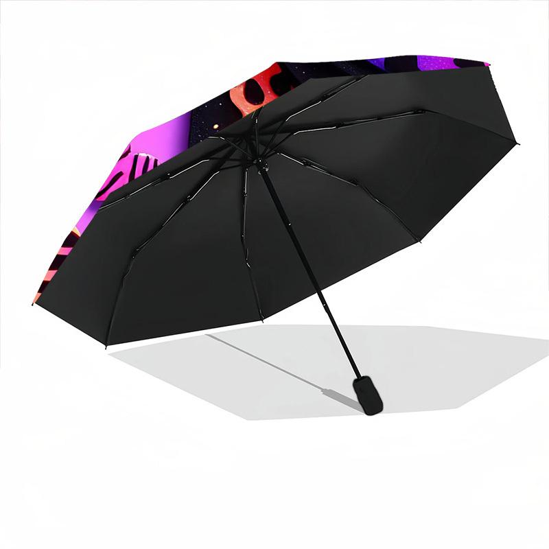 1pc Leopard Print Hearts Automatic Open/Close Umbrella Compact Folding Umbrella, All-Season Portable Umbrella for Women/Men F1124244