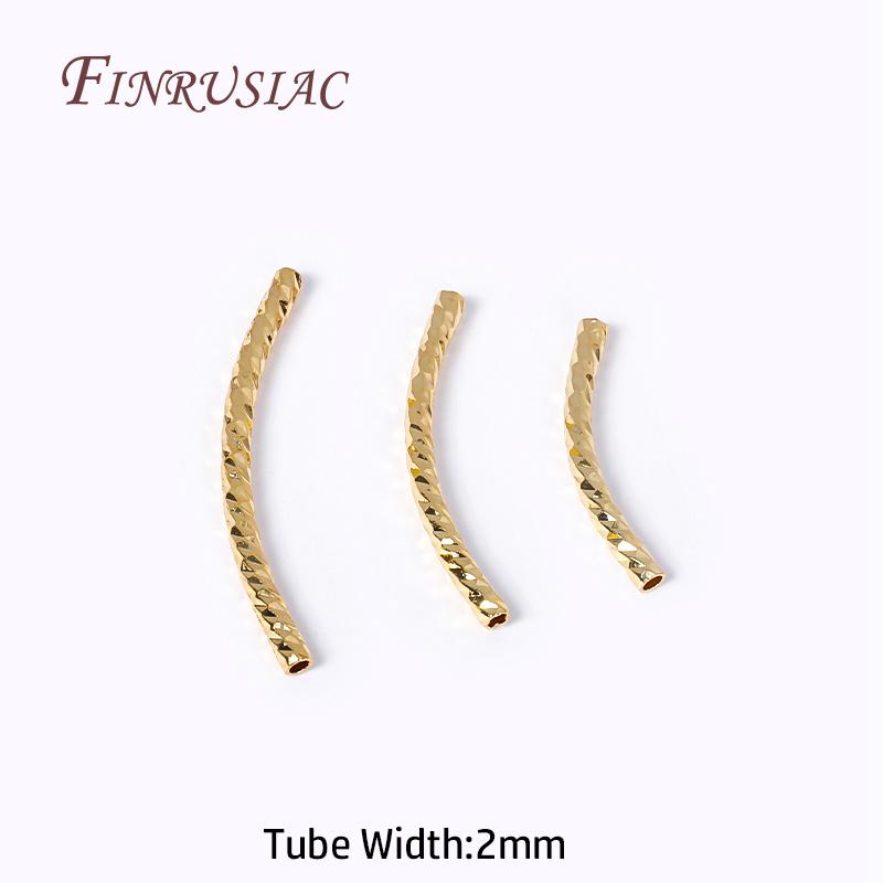 20/25/30MM Long Curved Tube Beads 18K Gold Plated Texture Tube Beads For DIY Bracelet Necklace Jewelry Making Supplies Accessory