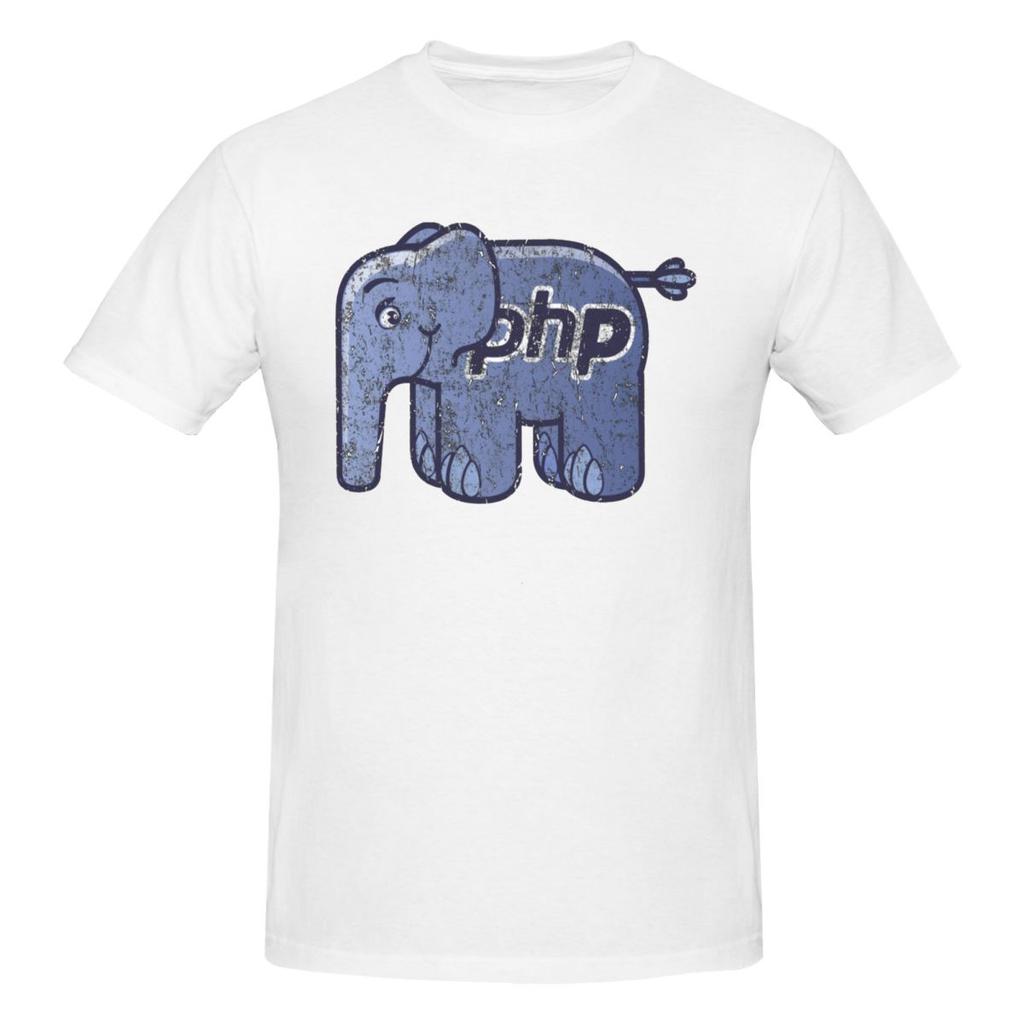Unisex Vintage PHP ElePHPant Logo Funny Programmer T Shirt Streetwear Oversized Oneck Cotton Short Sleeve Custom T Shirts For Unisex