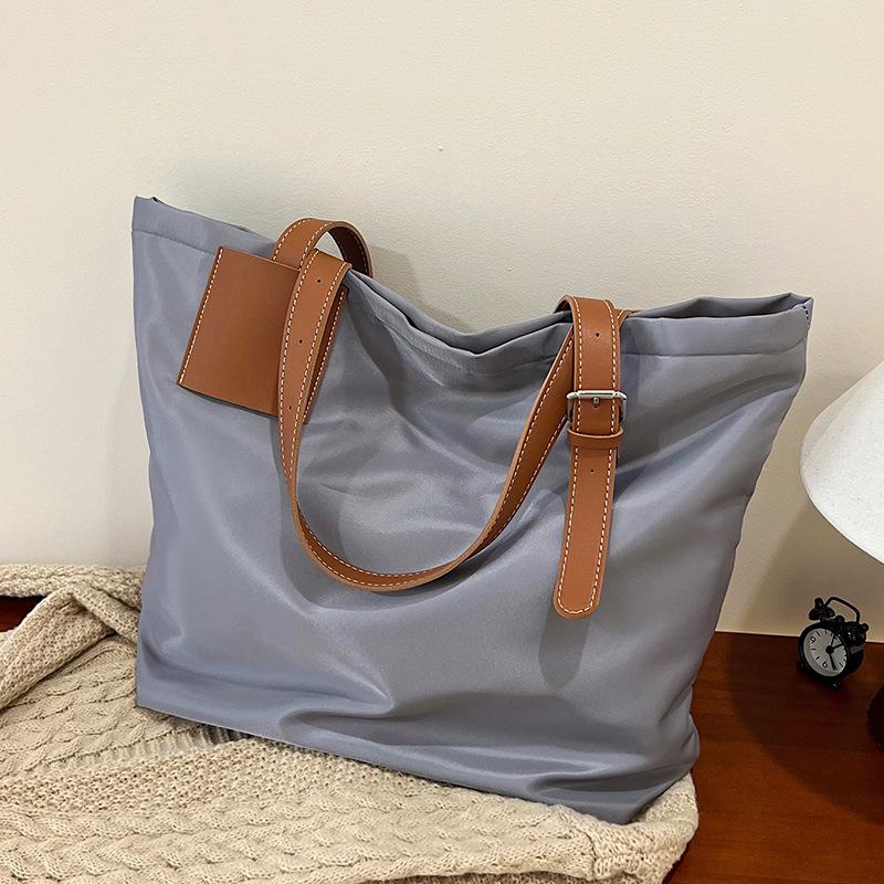 College Style Oxford Cloth Shoulder Bag Women'S Large Capacity Casual Tote Bag Portable Shopping Bag