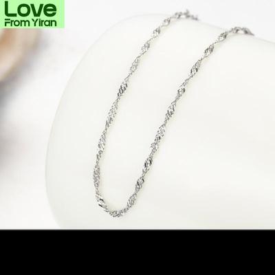 Windshow 925 Sterling Silver Twisted Water Wave Chain Choker Necklace Women Girls Jewelry 18 "+2 "Collier Kolye Ketting Bijoux