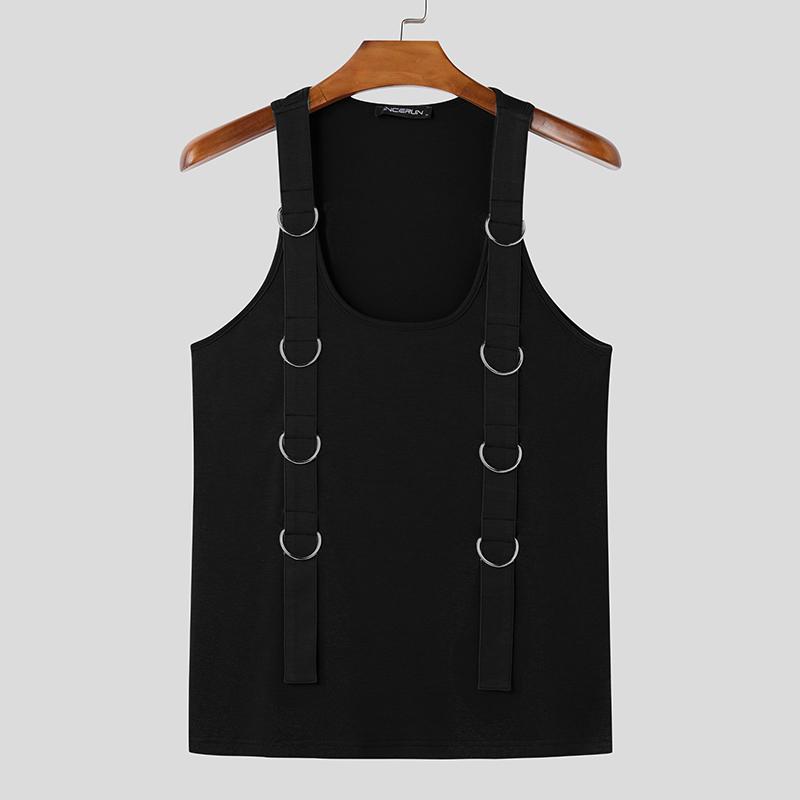 INCERUN Pánská letní bez rukávů patchworková ramínka jednobarevná ležérní tílka