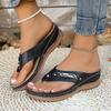 Ladies Casual One-Pedal Slippers with Glitter Buckle - Comfortable Faux Leather Surface, Open-Toed Summer Sandals