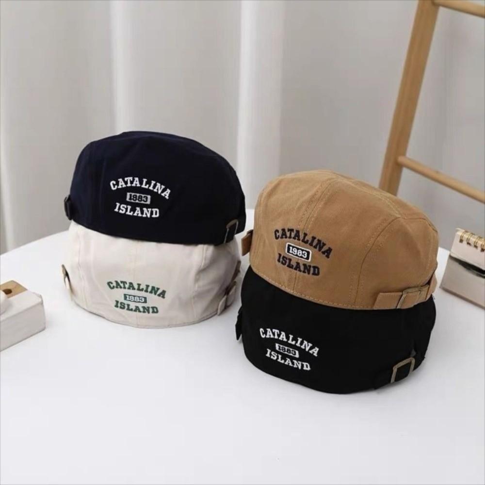 Cotton Letter Embroidery Beret Adjustable Newsboy Cap Cool Forward Hat  Women