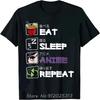 Fitness Tshirt Eat Sleep Anime Repeat Tshirt Anime Unisexga T Shirts Funny Summer Cotton Casual Tees Black Round Neck Tops