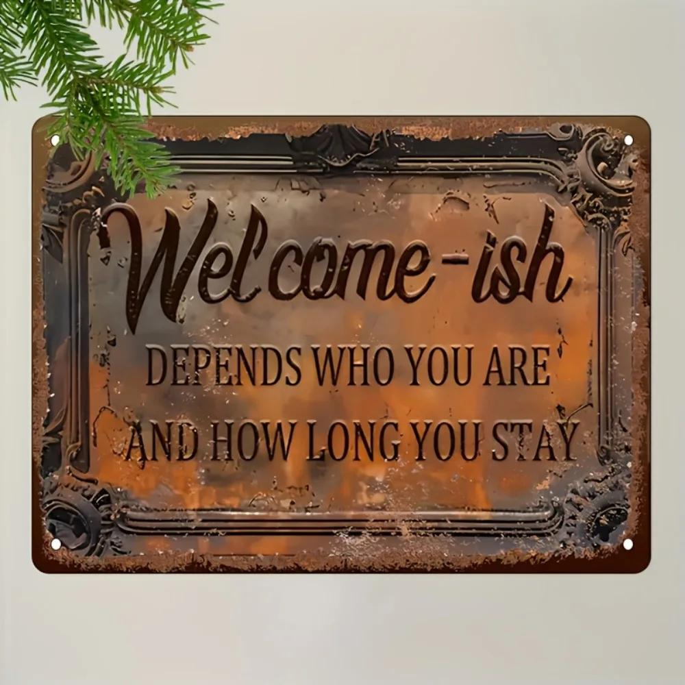Welcome Metal Sign - Vintage Iron Wall Art with Pre-Drilled Holes for Home/Patio Decor, Ideal Housewarming Gift