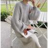 New autumn and winter wear loose design heavy industry slim raccoon velvet taro purple sweater women's knitted sweater