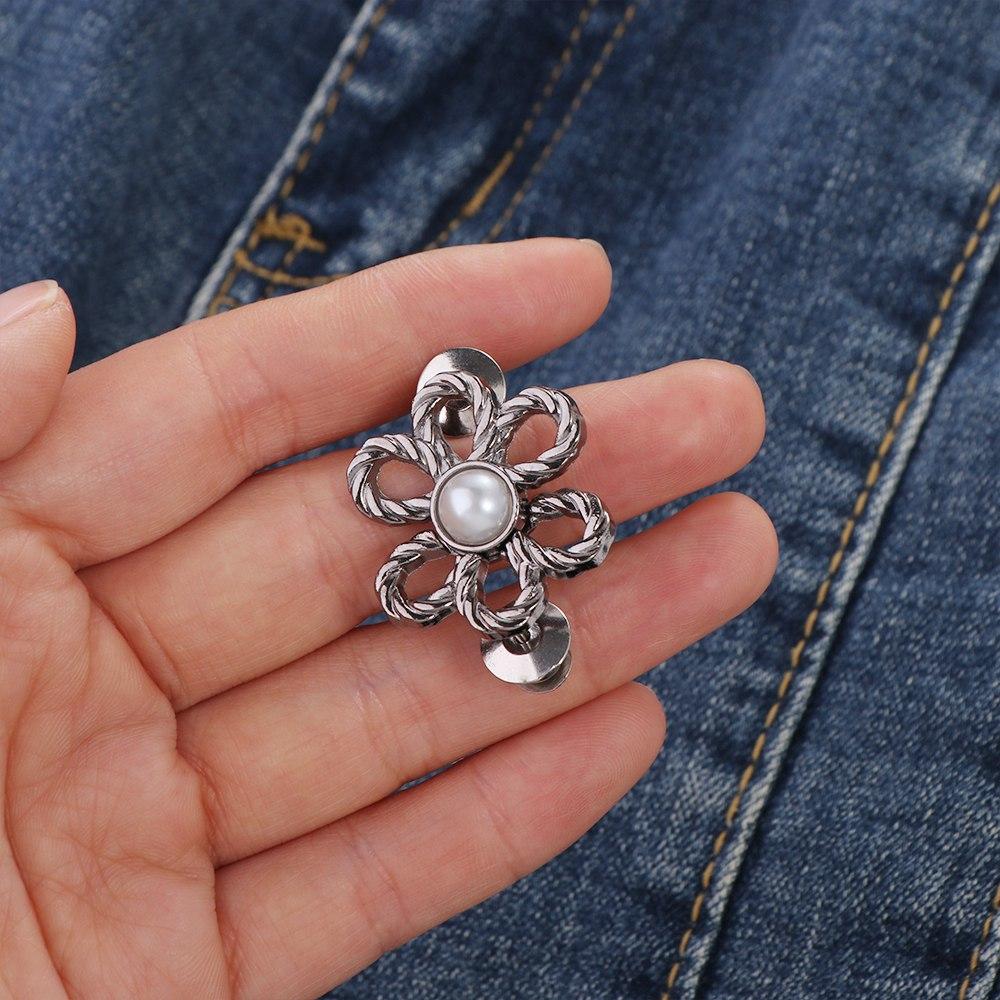 Waist Buckle Flower Pants Button Tightener Zinc Zinc Alloy Jean Buttons for Loose Jeans  Unisex