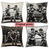 Vintage Sketch Boxing Match Throw Pillow Covers Pattern Cushion Cover Suitable for Sofa Bedroom Car Pillow Cover