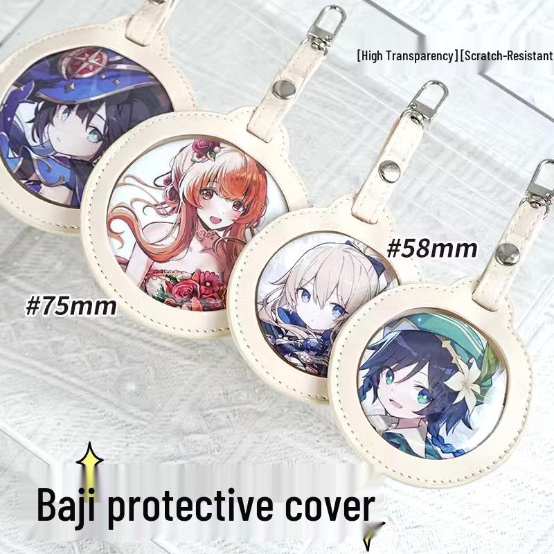 Newcomer Discount: Anime Badge Protector - Transparent, Round, Drop-Proof Pendant for Secure Storage