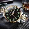 Men's Large Dial Digital Quartz Watch, Steel Band, Dual Calendar In English & Chinese, Waterproof - Ideal for Seniors