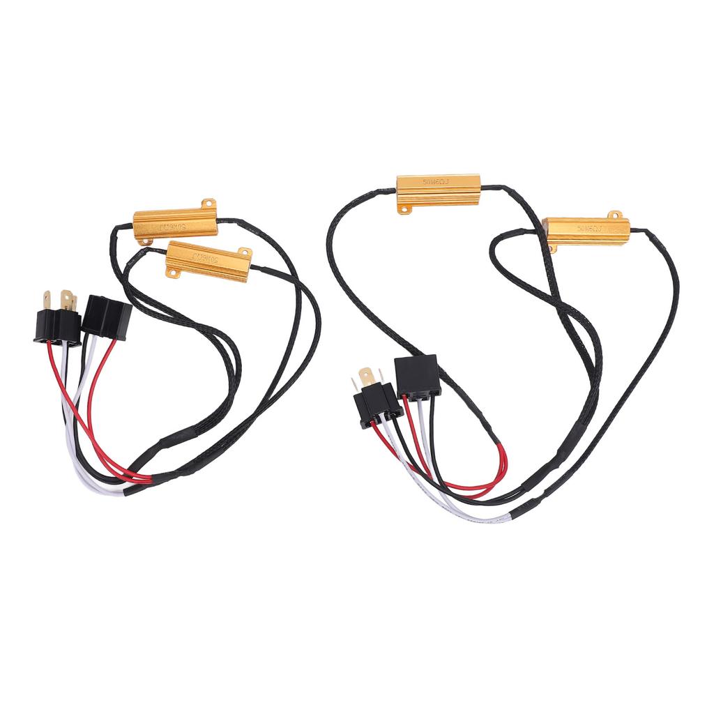 Pair of LED Load Resistor 50W 6ohm H4 9003 Anti Flickering LED Decoder Relay Harness Adapter for Turn Signal Daytime