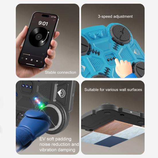 Music Boxing Machine Bluetooth-compatible Music Punching Target Smart Reaction Boxing Pad with 3 Speed Modes & LED Lights Rechargeable Fitness Toy