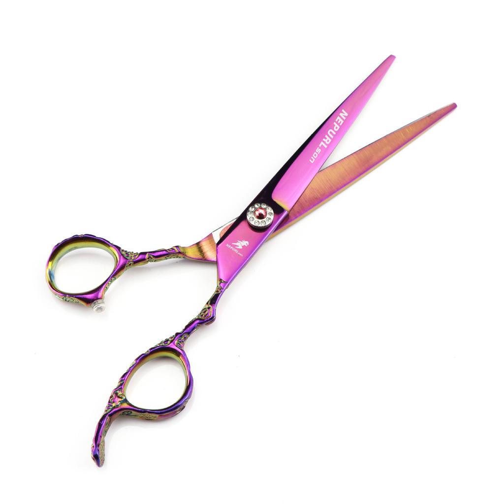 7.0 Inch, Pink, Plum Blossom Handle Personalized, Hair Scissors, Pet Scissors