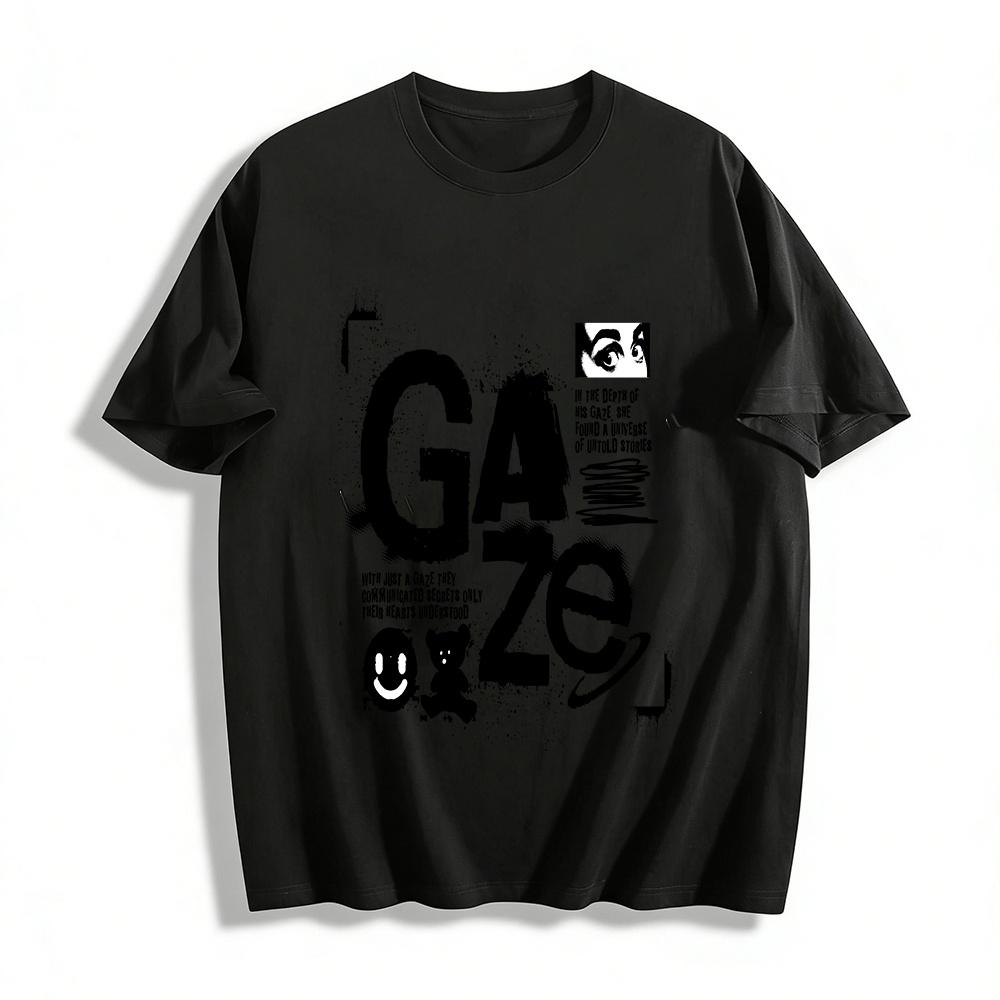 

Street Style GAZE Print T-Shirt Trendy Couple Casual Top Pure cotton T-shirt XXS