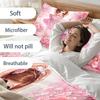 3Pc Ballet Princess Pink Floral Duvet Cover Set, 1*Duvet Cover + 2*Pillowcases, Three-Piece Bedding Set, Suitable for All Seasons, Machine W
