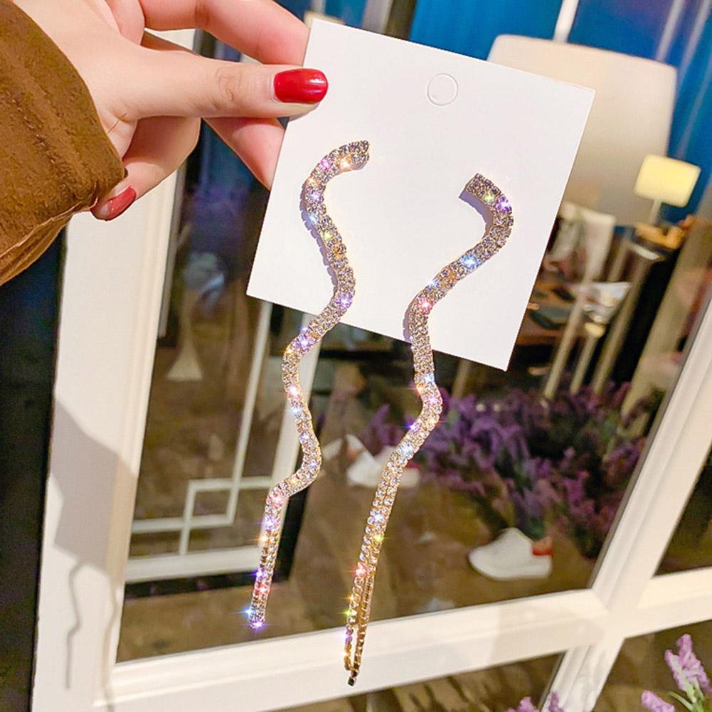 Damen Wellen Tropfen Statement Strass Quaste Perlen Ohrringe Schmuck