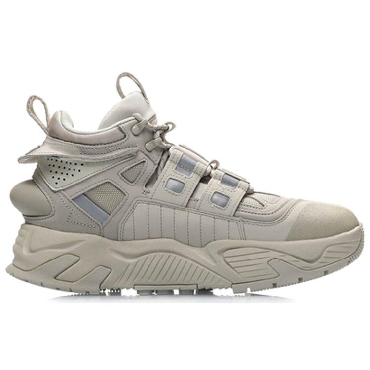 Li Ning Vintage Basketball Shoes Men's High Top Oyster Gray AGBP083-9