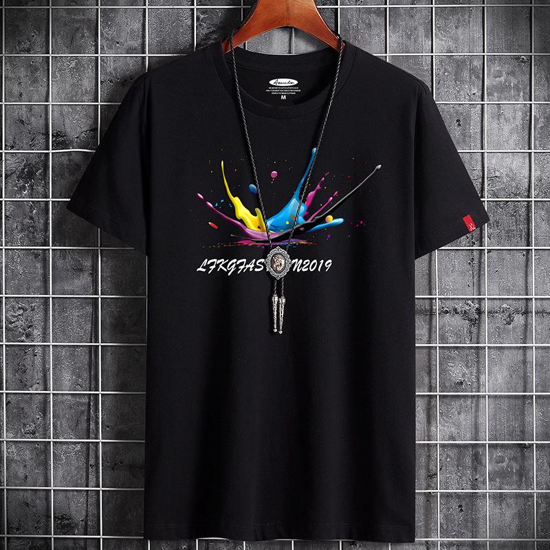 S-6XL 5 Colors Men Short Sleeves T-shirt Comfortable Round Neck Pure Cotton Casual Tee Shirt