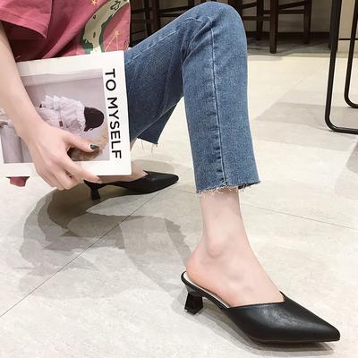 Thin Heels Pointed Toe Female Shoes Ladies' Slippers Low Shallow Mules For Women Luxury Slides New Designer Fashion Bas