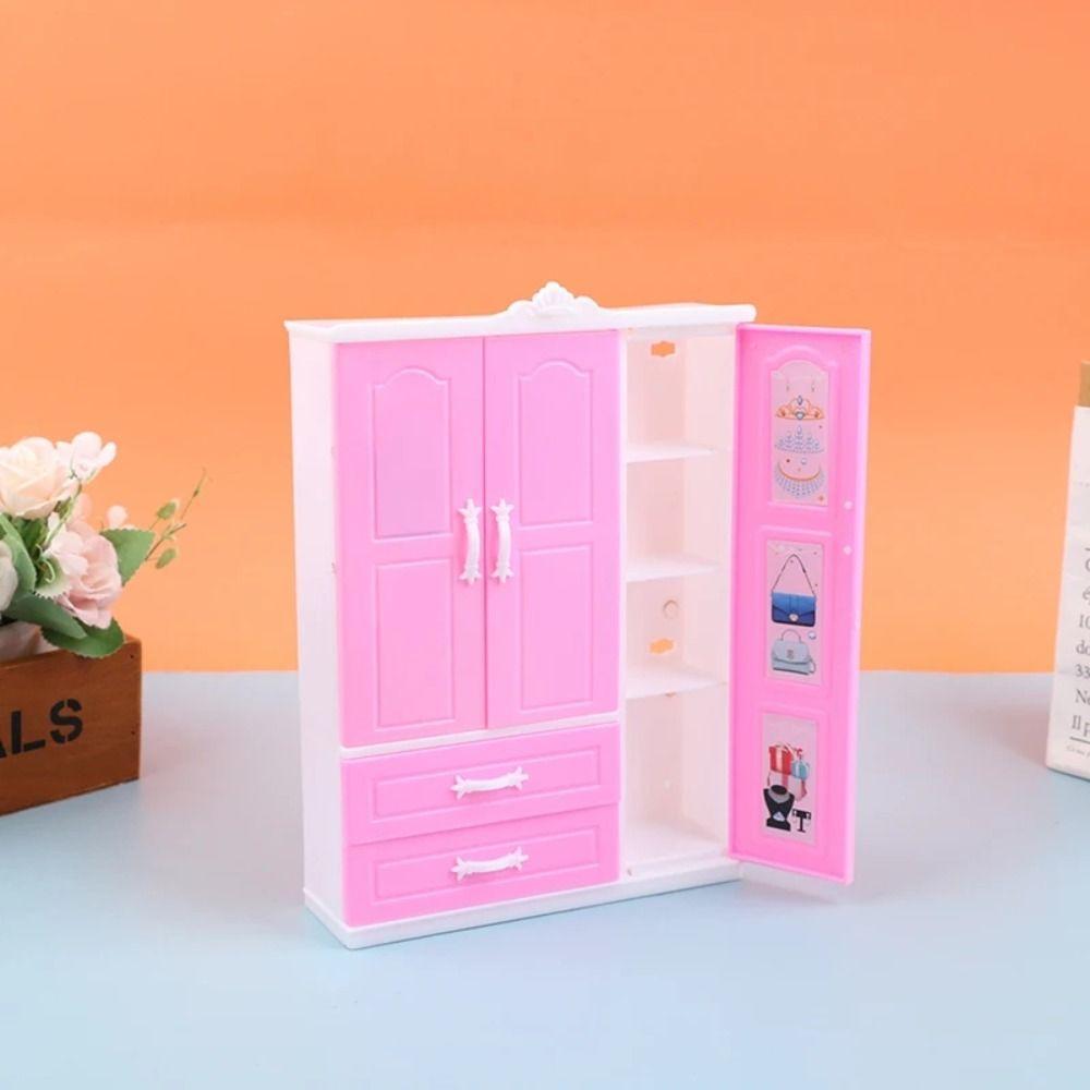 Plastic Doll Closet Double-deck Doll Furniture Fashion Dollhouse Wardrobe  DIY Toy