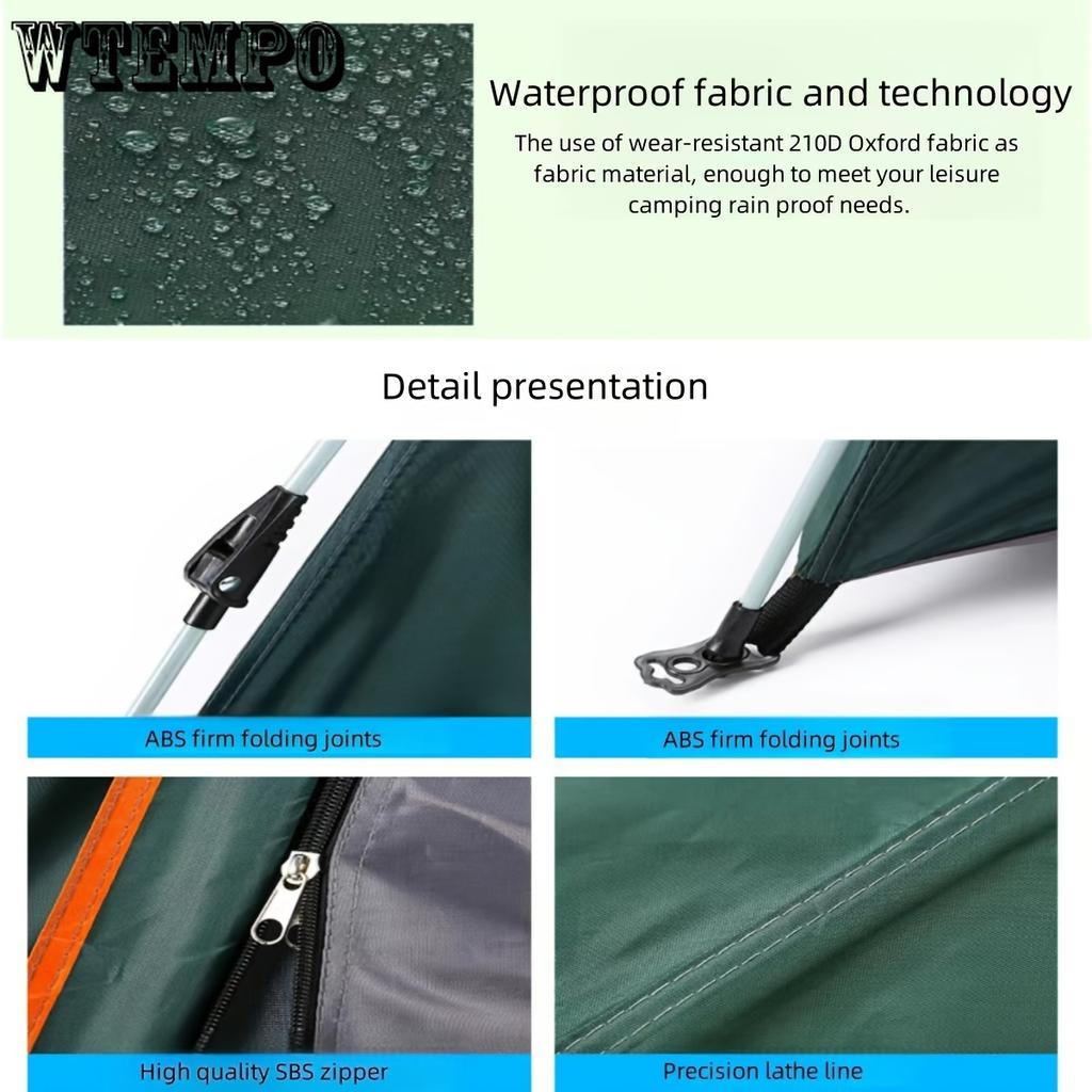 Waterproof Portable Camping Tent - Easy Setup, Durable Oxford Fabric, Alloy Poles, Zip Closure - Dark Green Automatic Multi-beach Thickened Rain Proof