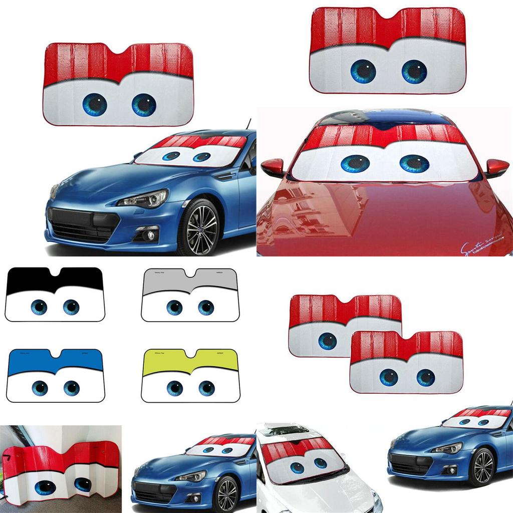 Foil Aluminium Cartoon Car Windshield Sun Shade Big Eyes Cars Front Window Visor