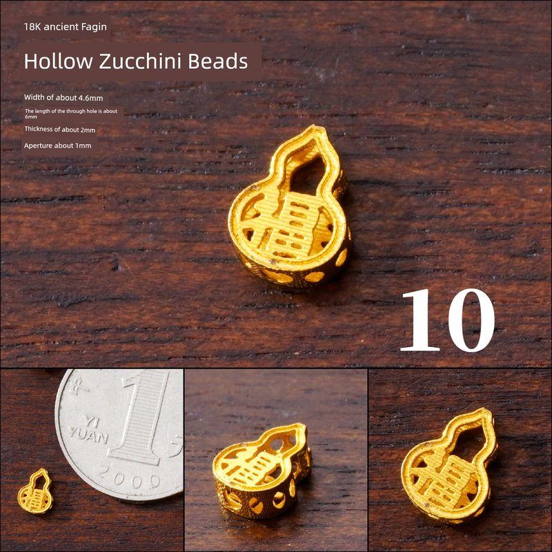 

18K Gold Accessories DIY Spacer Loose Beads Gourd Spacer Beads Back Cloud Bracelet Carrying Strap Bracelet Necklace Handmade Jewelry Accessories [10] 18K gold wisp empty gourd beads about 0.16g
