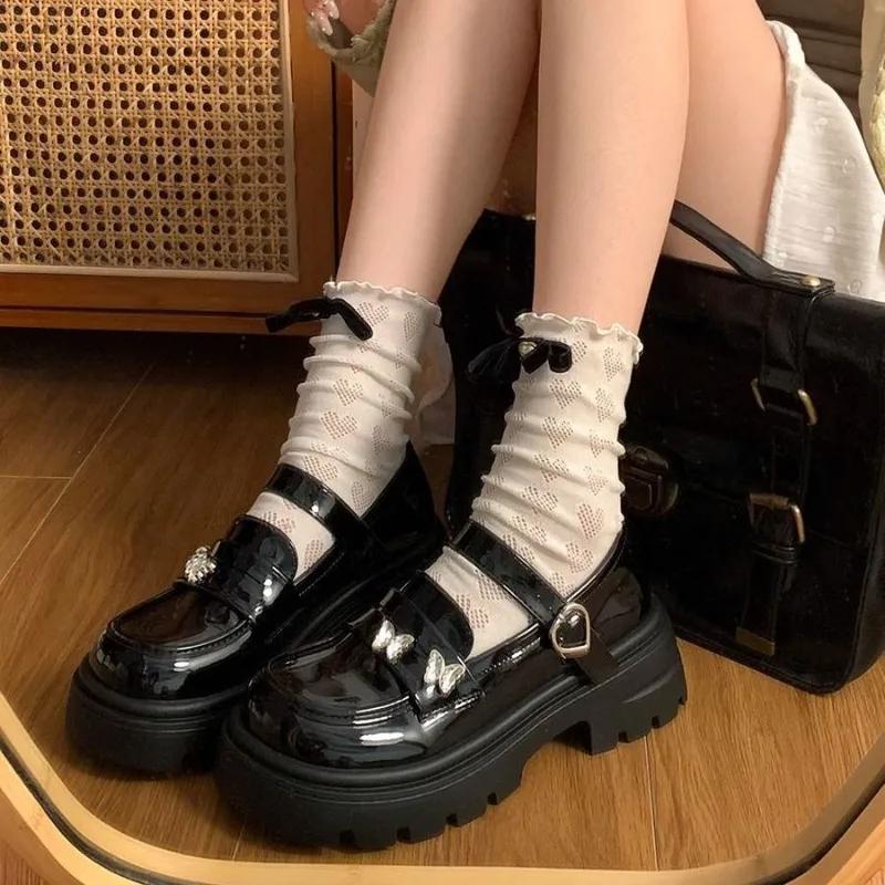 Fashion Ladies Pumps Round Toe Loafers Women's Shoes Platform with Medium Heels Casual Shoe Non Slip Summer 2025 Chic and Elegant Trend