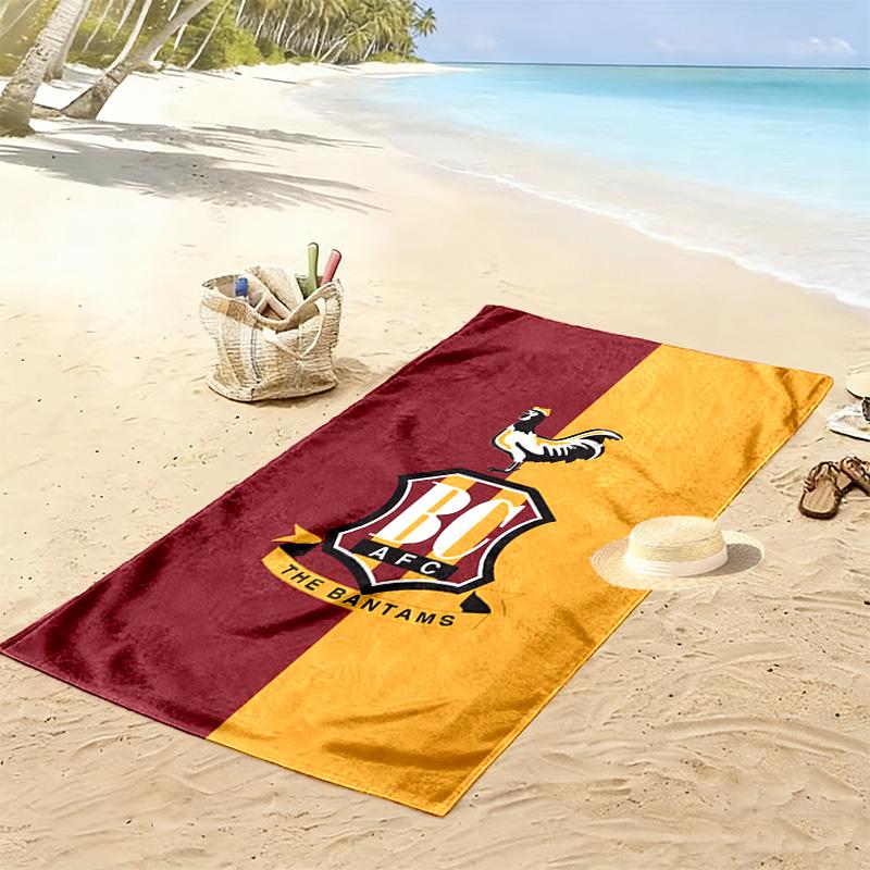 Bradford City AFC Print Beach Towel, Large Soft Quick Dry Towel for Beach Camping Swimming