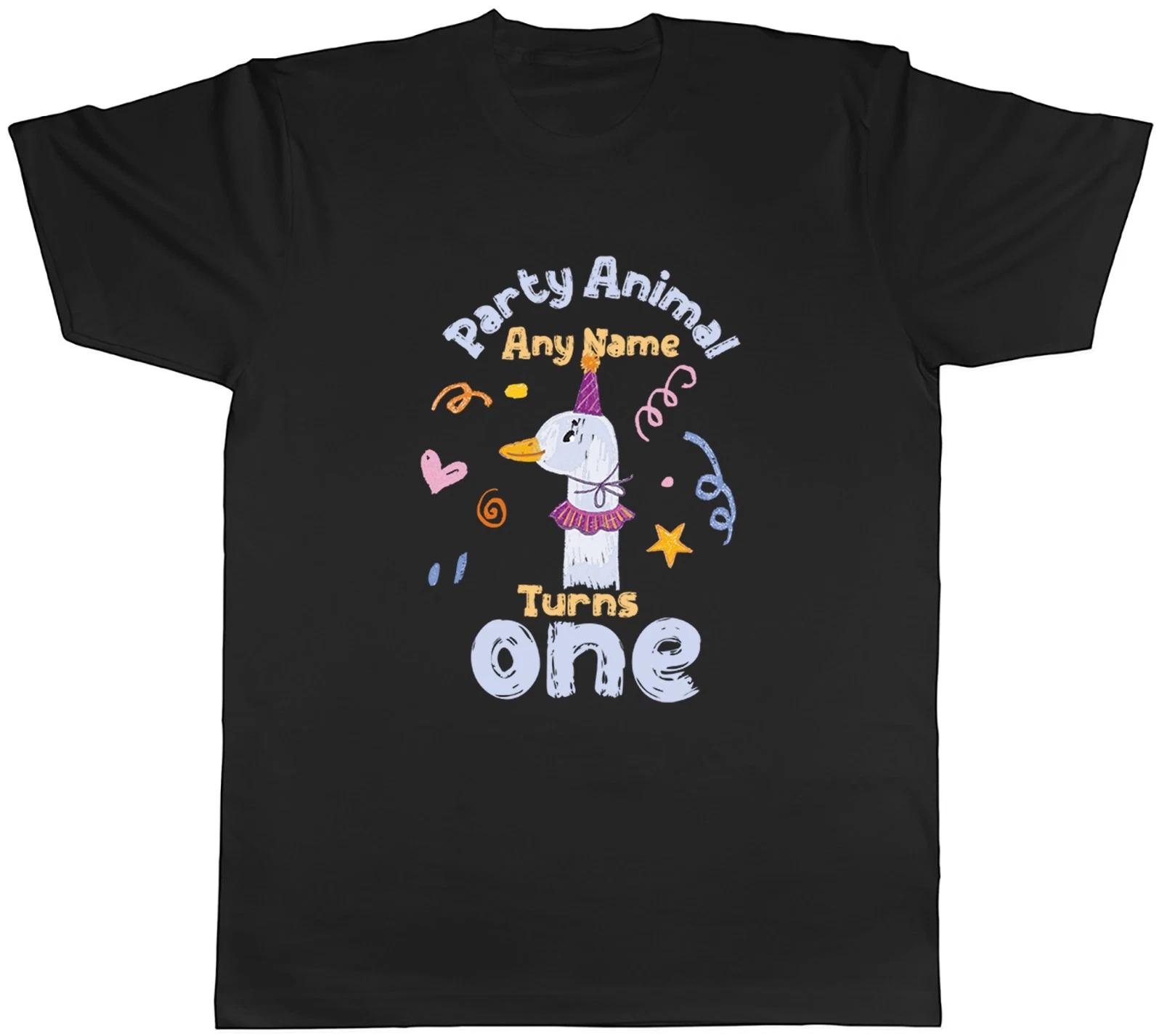 Personalised Party Animal Goose Turns Name Age Mens T-Shirt Tee Gift Top M