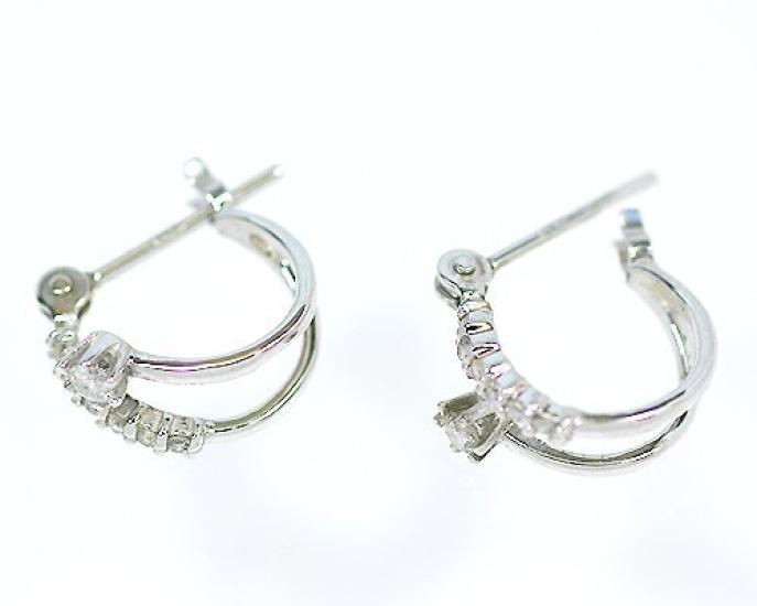 Platinum 900 Diamond Eternity Twin Earrings It Looks Like You Are Wearing Two Earrings [KASHIMA] 0.2ct