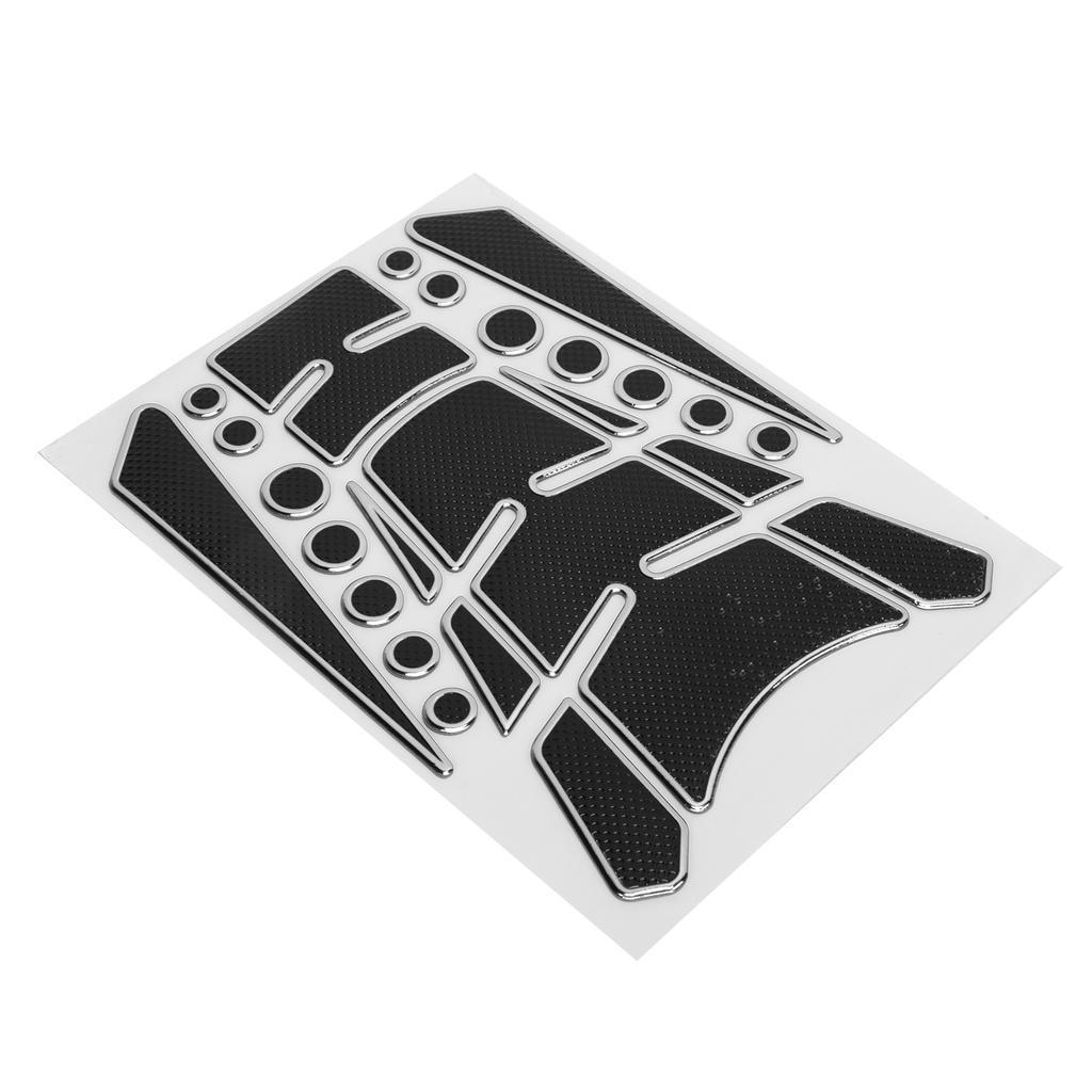 Motorcycle Fuel Tank Sticker Sponge Tape Round Dot Universal Personalized Pad Protector(Black Silver )