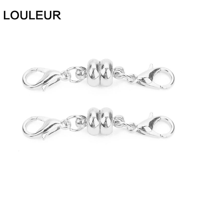 

10set/lot 38*7mm Copper Magnetic Clasps With Lobster Clasps Connectors For Necklaces Bracelets Clasp Hooks DIY Jewelry Findings length 38mm серебряный