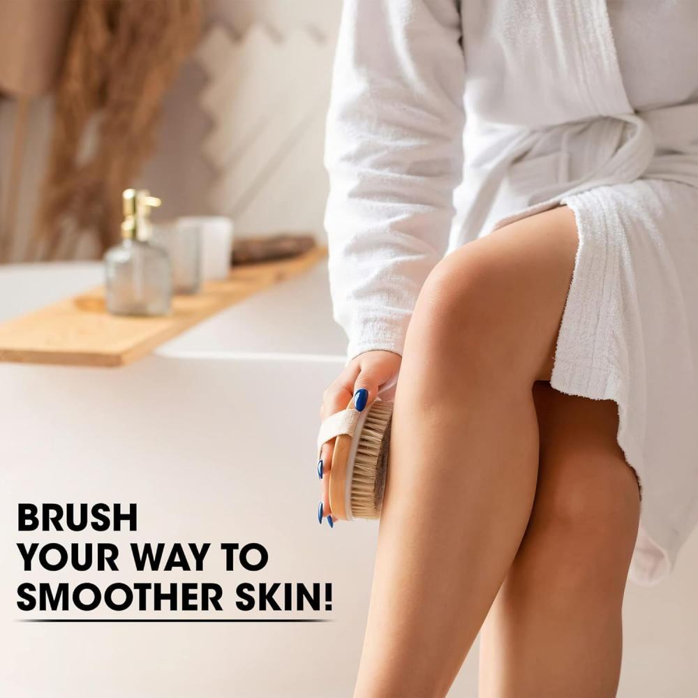 SPA Wooden Body Brush Natural Boar Bristle Organic Dry Skin Body Brush Bamboo Wet Back Shower Brushes Exfoliating Bathing Brush
